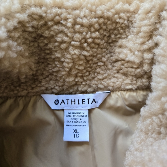 Athleta Fleece Hybrid Jacket Womens XL Tan Cropped - Picture 6 of 12